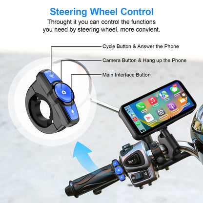 WEUASTE Motorcycle Dash Cam, Portable Motorcycle Carplay/Android Auto, Motorbike GPS Navigation System, 6.25" IP67 Waterproof Touchscreen, Remote Control, Siri, Google Assistant, Free 128G SD Card