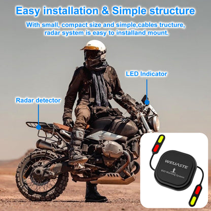 Weuaste BSD01 Motorcycle BSD Blind Spot Detection System, 24GHz Millimeter-Wave Radar, RCW Rear Collision Warning, IP67 Waterproof, All-Weather Safety Protection with LED Indicators Alert for All Moto