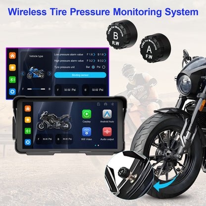 WEUASTE Motorcycle Dash Cam: Wireless Motorcycle Carplay, Android Auto, Motorbike TPMS, 5.5 inch Waterproof Touchscreen, Dual HD 1080P Cameras, Support Bluetooth/Siri/Google Assistant, SD-128GB
