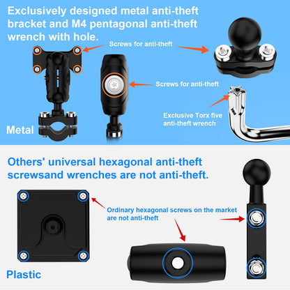 Weuaste MT92C 6.25" Motorcycle Carplay Screen, HD 1080P Dual Dash Cam + First-Person Camera, Moto TPMS, Wireless Car Play/Android Auto/HiCar, Loop Recording, Controller, Metal Anti-Theft Bracket