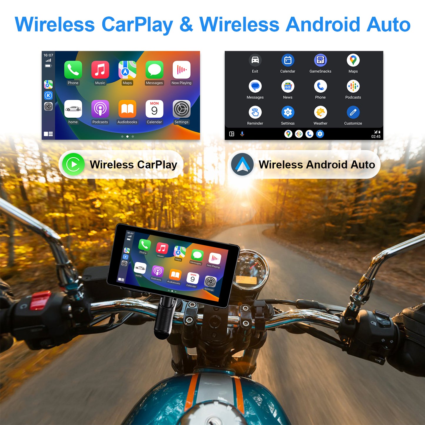 WEUASTE 5.5" Motorcycle Dash Cam DVR, Motorcycle Carplay & Android Auto, Motorbike GPS Navigation System, Dual HD 1080P Cameras, IP66 Waterproof, Digital Remote Control, 128GB SD Card, Support Siri
