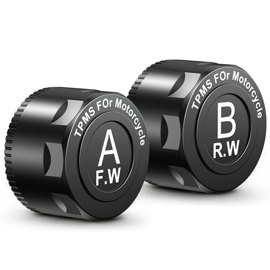 Motorcycle Tire Pressure Monitoring System, TPMS, Wireless Moto TPMS with 2 External Sensors, Valves for Motorcycle Tires